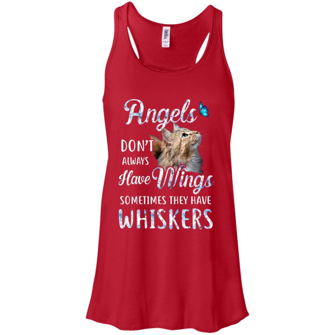 Angels Don't Always Have Wings Sometimes They Have Whiskers-T-Shirt & Tank Top-Women's Flowy Racerback Tank-Red