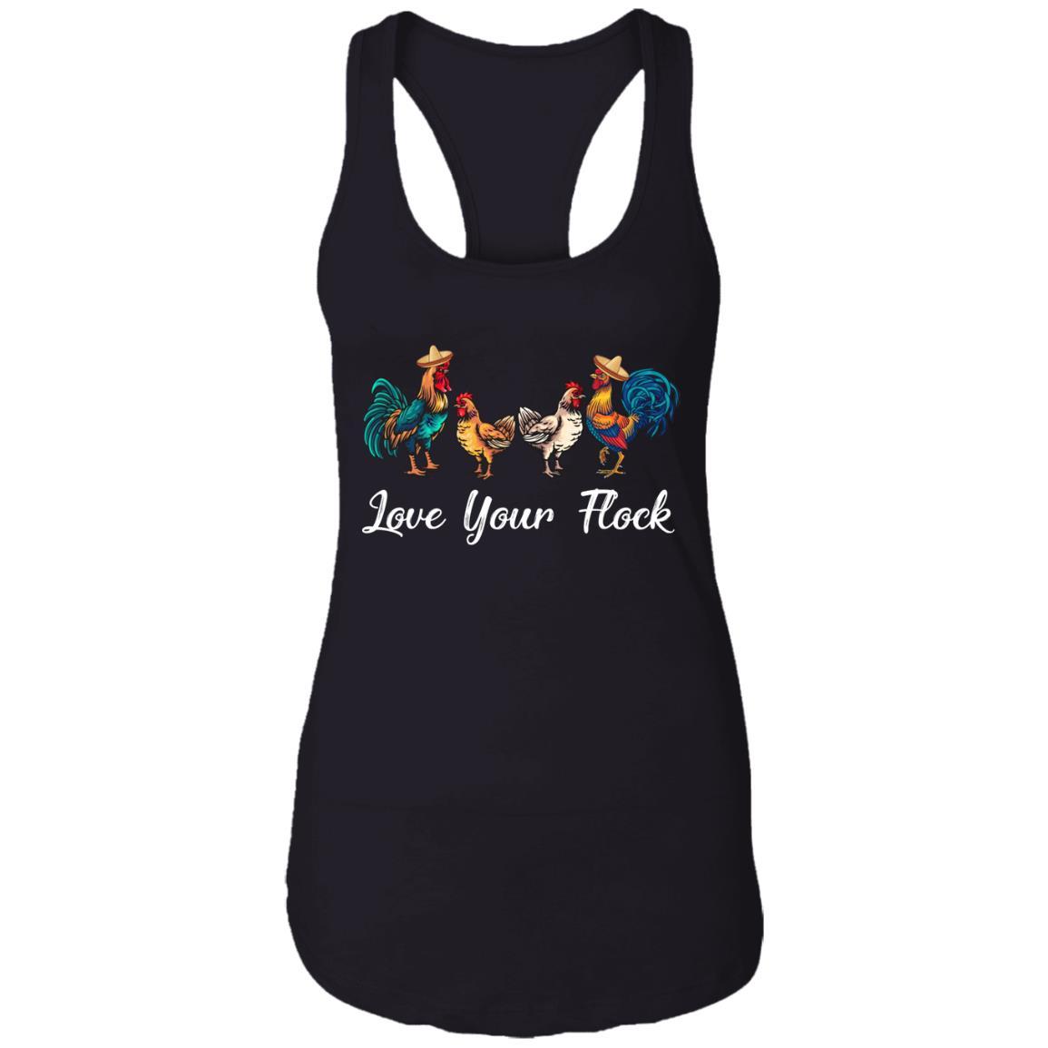 Love Your Flock Chicken Lover Funny Farmer-T-Shirt & Tank Top-Women's Ideal Racerback Tank-Black