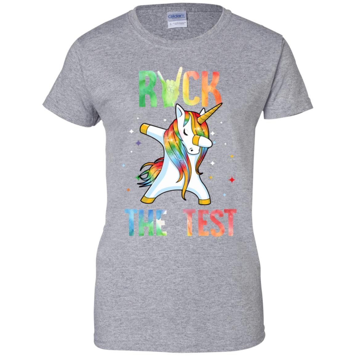Rock The Test Funny School Unicorn Professor Teacher-T-Shirt & Hoodie-Women's T-Shirt-Sport Grey