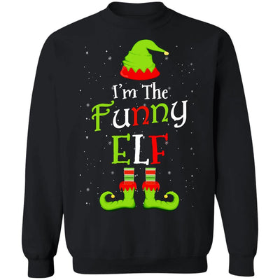 I'm The Funny Elf Family Matching Funny Christmas Group Gift-T-Shirt & Sweatshirt-Crewneck Sweatshirt-Black