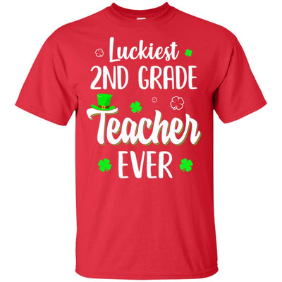 Luckiest 2nd Grade Teacher Ever Irish St Patricks Day-T-Shirt & Hoodie-Classic T-Shirt-Red