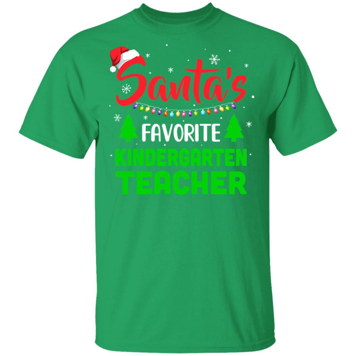 Santa's Favorite Kindergarten Teacher Funny Christmas Xmas Gifts-T-Shirt & Sweatshirt-Classic T-Shirt-Irish Green