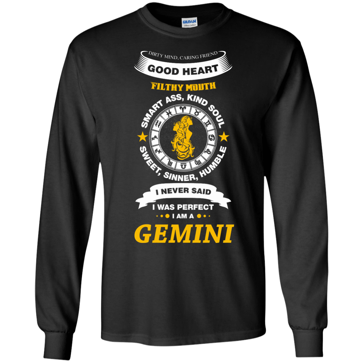 I Never Said I Was Perfect I Am A GEMINI-T-Shirt & Hoodie-Long Sleeve T-Shirt-Black