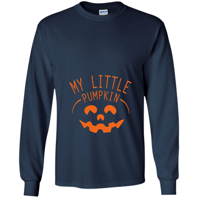My Little Pumpkin Halloween Maternity Pregnancy Announcement-T-Shirt & Hoodie-Long Sleeve T-Shirt-Navy