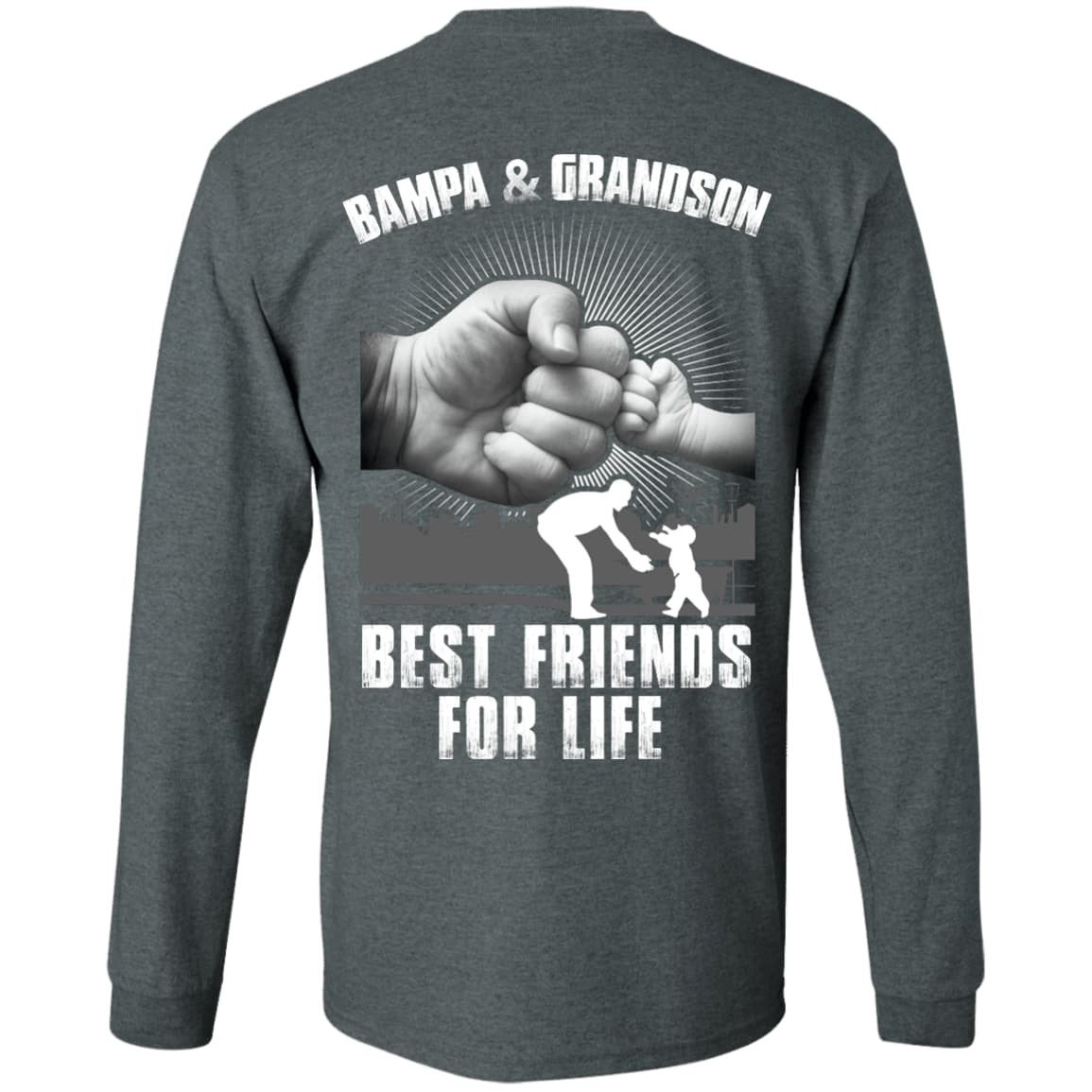 Bampa And Grandson Best Friends For Life-T-Shirt & Hoodie-Long Sleeve T-Shirt-Dark Heather