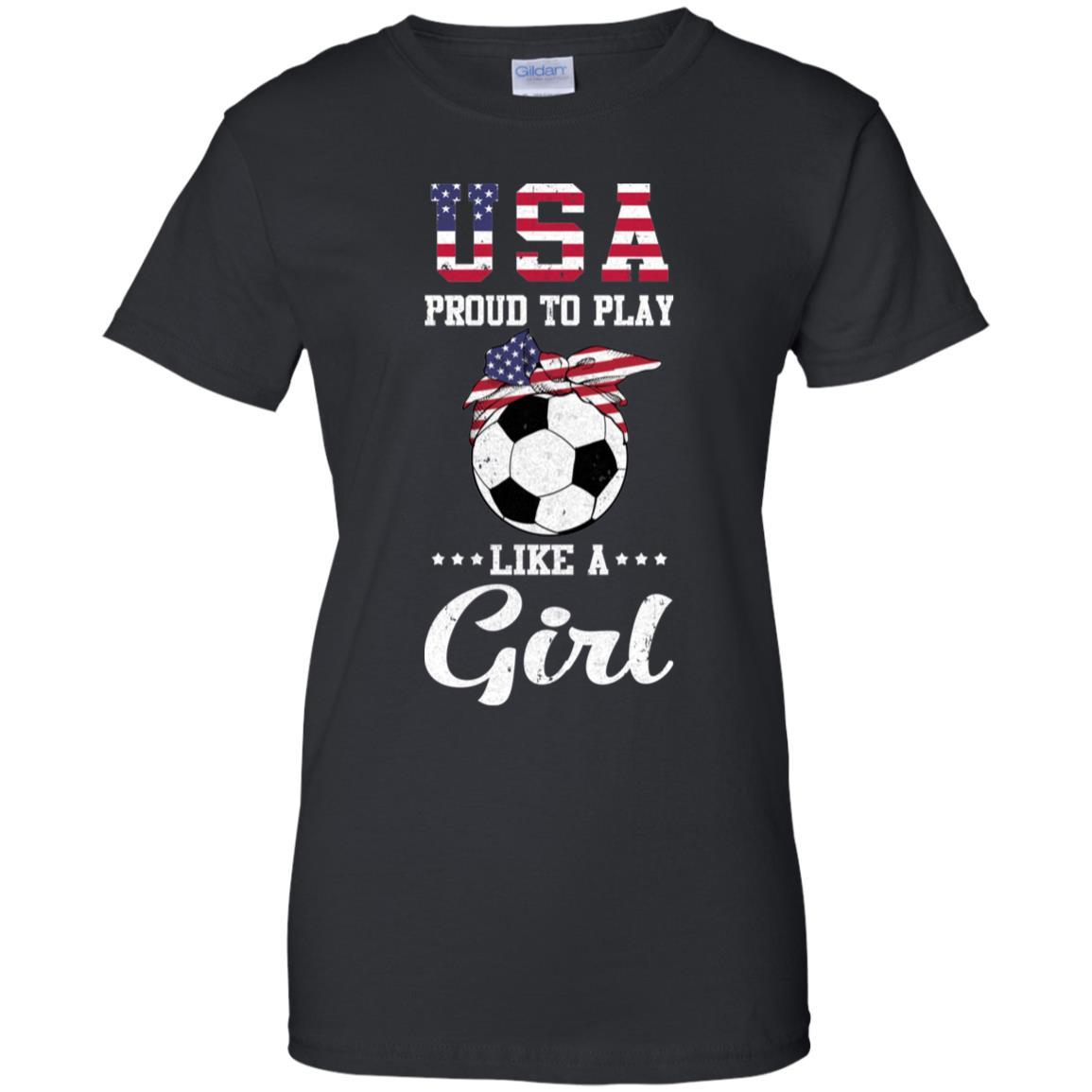 Usa Proud To Play Like A Girl Soccer Football-T-Shirt & Tank Top-Women's T-Shirt-Black