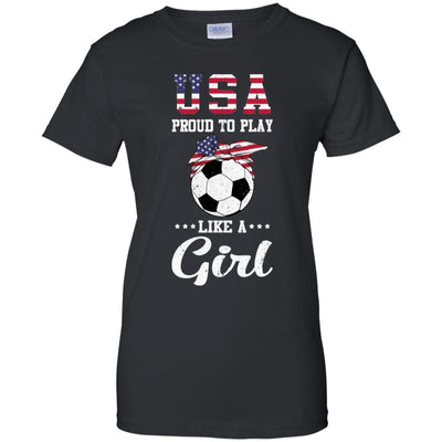 Usa Proud To Play Like A Girl Soccer Football-T-Shirt & Tank Top-Women's T-Shirt-Black