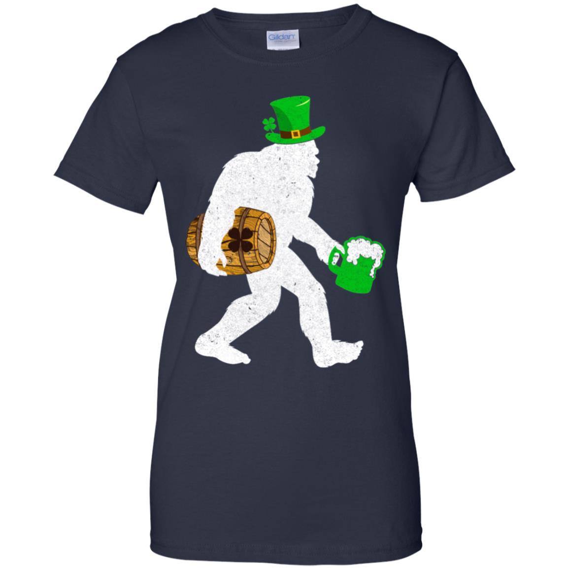Shamrock Irish Drunk Bigfoot St Patrick's Day-T-Shirt & Hoodie-Women's T-Shirt-Navy