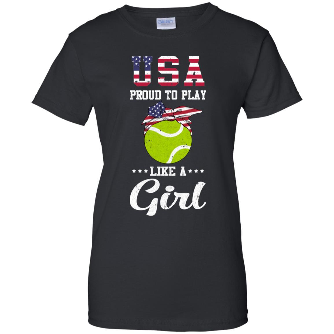 Usa Proud To Play Like A Girl Tennis-T-Shirt & Tank Top-Women's T-Shirt-Black