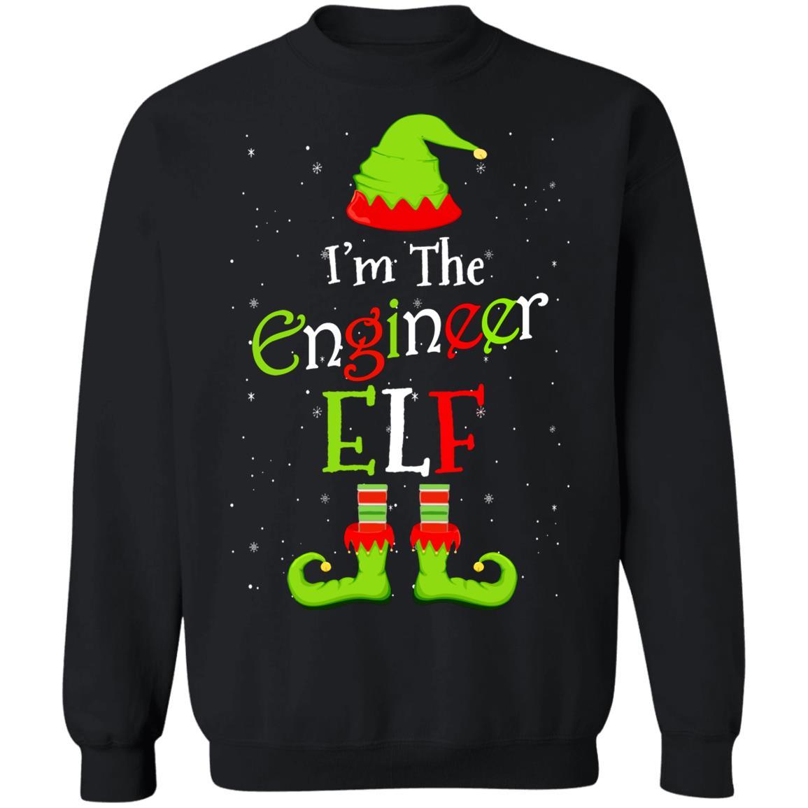 I'm The Engineer Elf Family Matching Funny Christmas Group Gift-T-Shirt & Sweatshirt-Crewneck Sweatshirt-Black