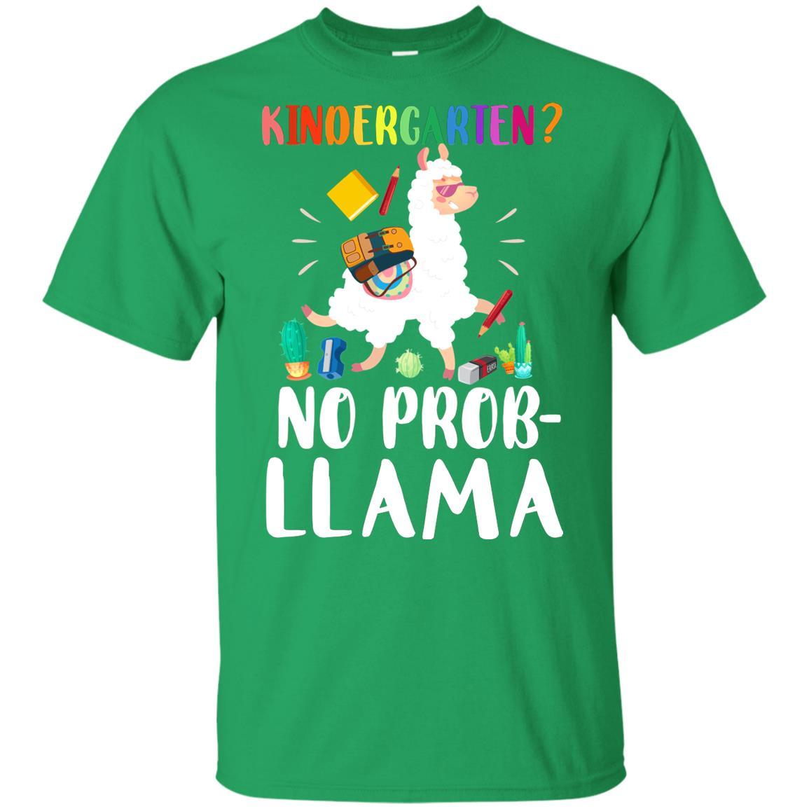Kindergarten No Prob Llama Funny First Day Of School Youth-Youth Shirt-Youth T-Shirt-Irish Green