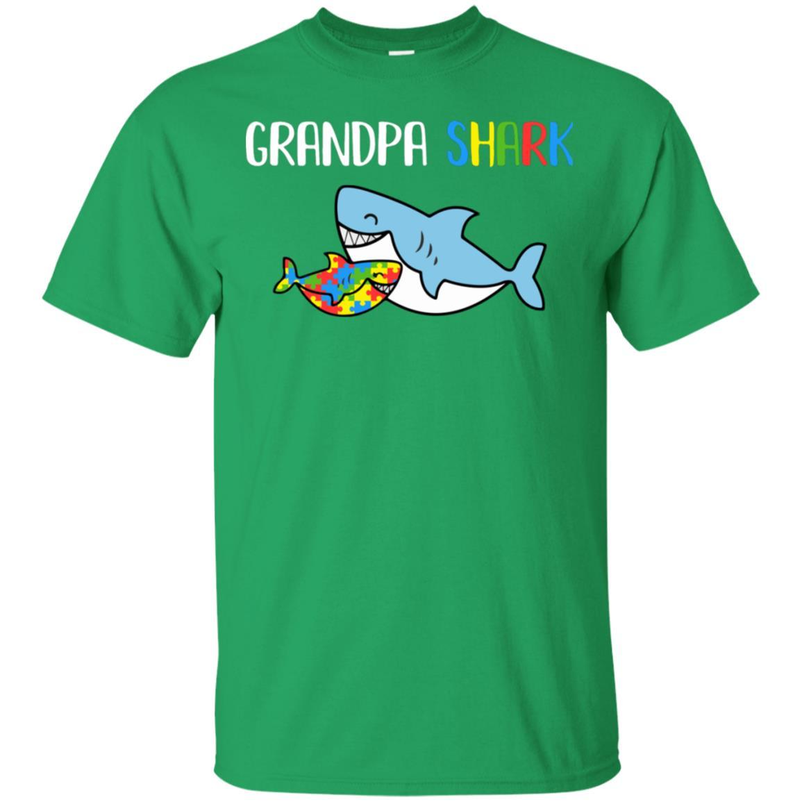 Grandpa Shark Support Autism Awareness For Grandchild-T-Shirt & Hoodie-Classic T-Shirt-Irish Green