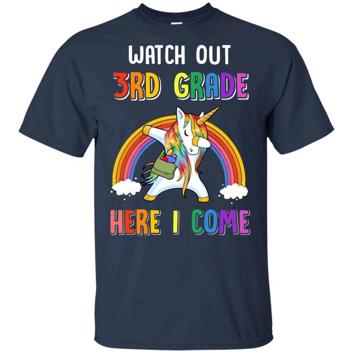 3rd Grade Here I Come Unicorn Back To School Youth-Youth Shirt-Youth T-Shirt-Navy