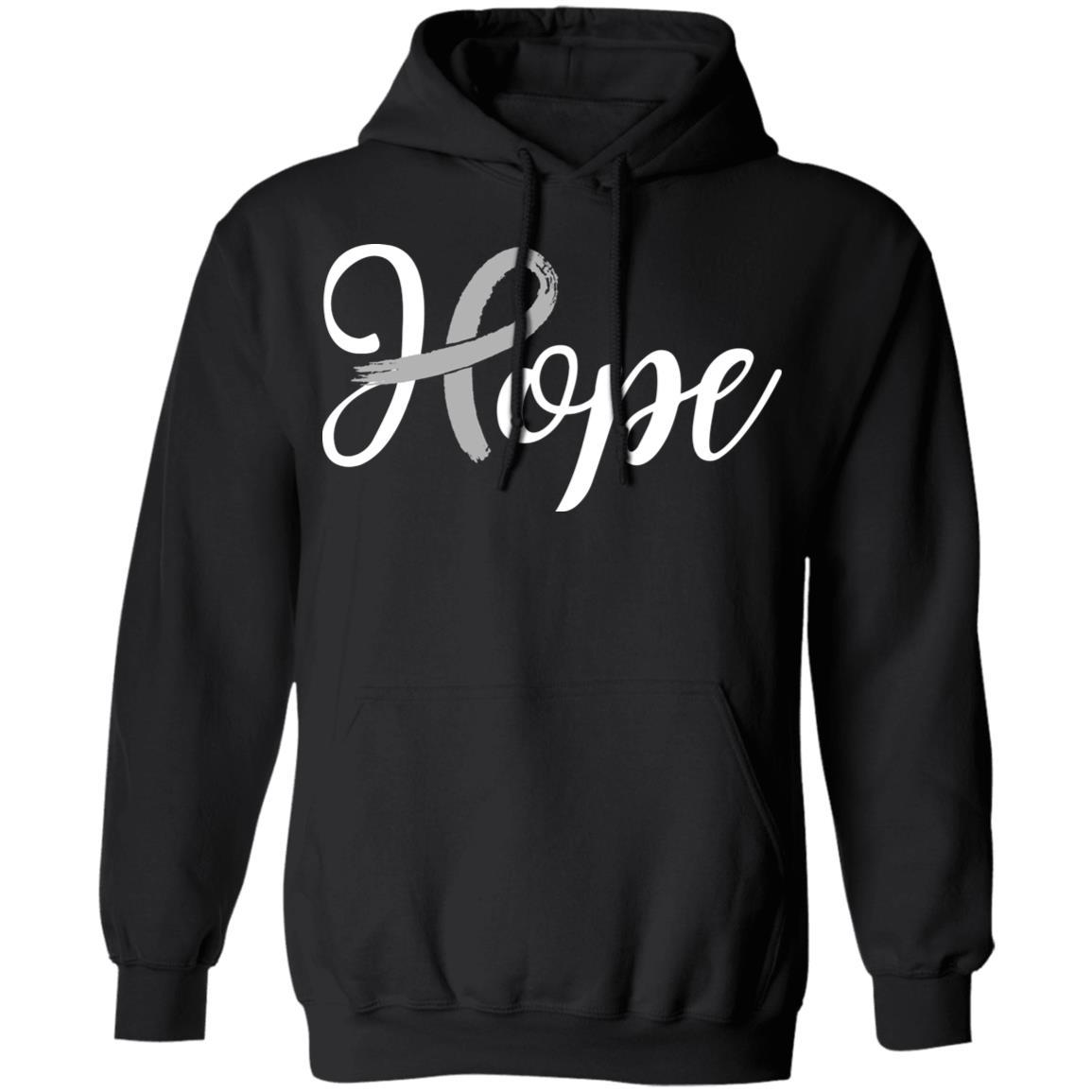 Brain Cancer Diabetes Awareness Gray Ribbon Hope-T-Shirt & Hoodie-Pullover Hoodie-Black