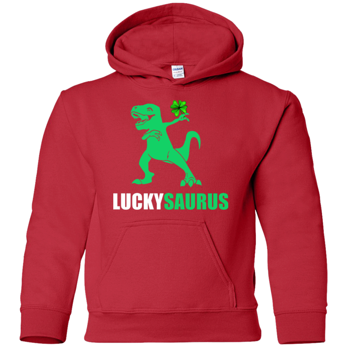 Irish Dinosaur Leprechaun St Patricks Day Luckysaurus Youth-Youth Shirt-Youth Pullover Hoodie-Red