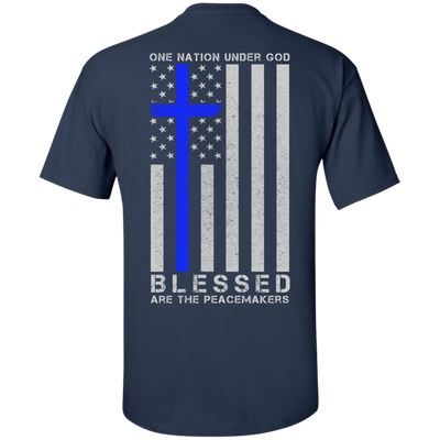 One Nation Under God Thin Blue Line-T-Shirt & Hoodie-Classic T-Shirt-Navy