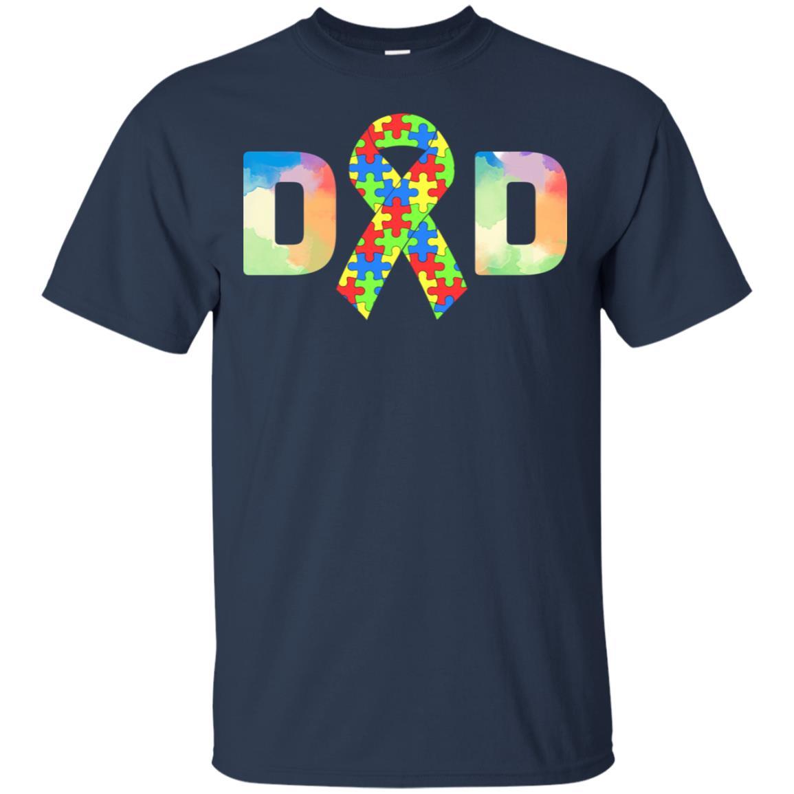 Autism Dad Support Awareness Autistic Parents Gifts-T-Shirt & Hoodie-Classic T-Shirt-Navy