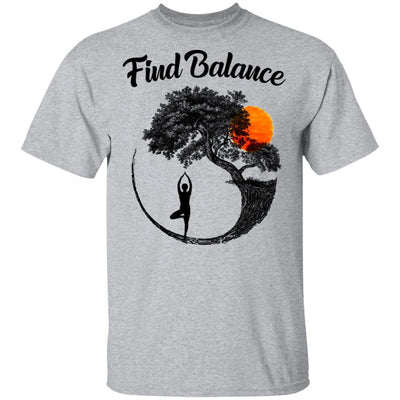 Find Balance Yin Yang Tree Yoga Lover Gift-T-Shirt & Tank Top-Classic T-Shirt-Sport Grey