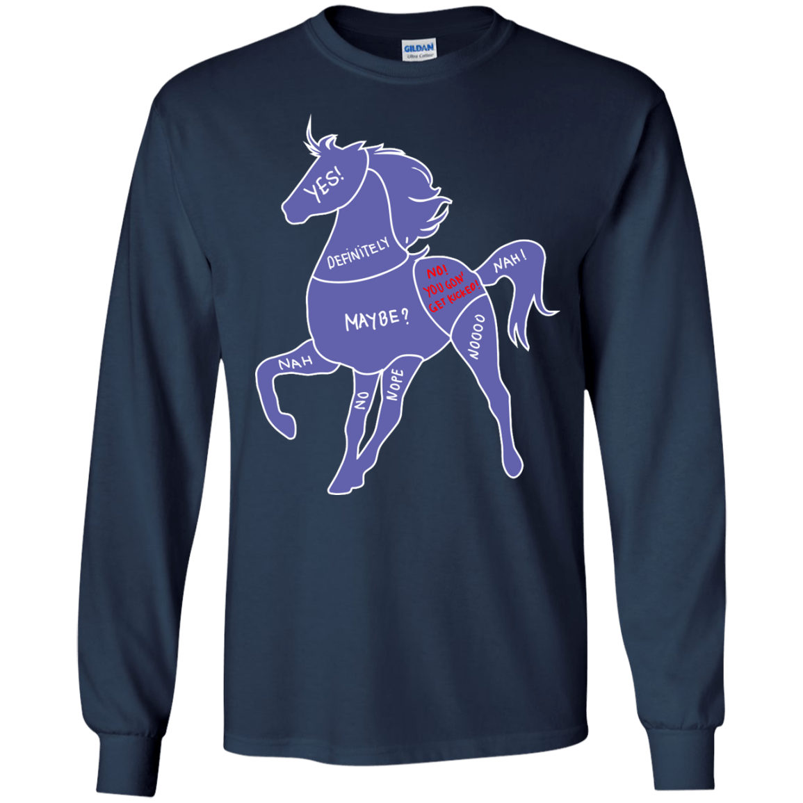 Proper way to pet a Horse lover-T-Shirt & Hoodie-Long Sleeve T-Shirt-Navy