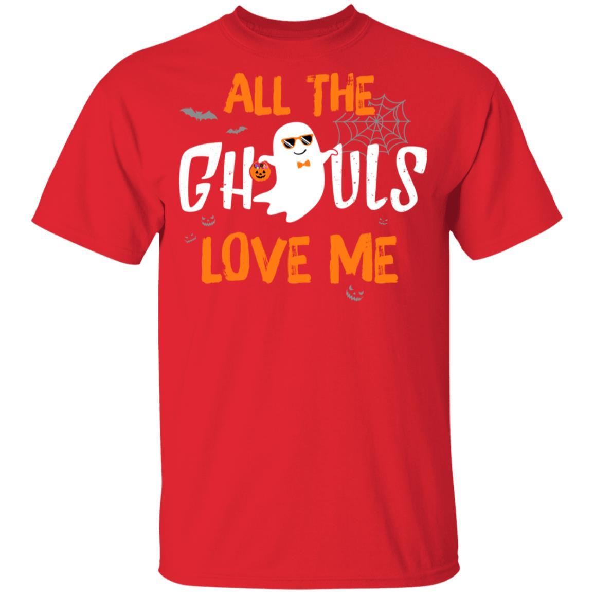 All The Ghouls Love Me Funny Halloween Kids Boy Girl Youth-Youth Shirt-Youth T-Shirt-Red