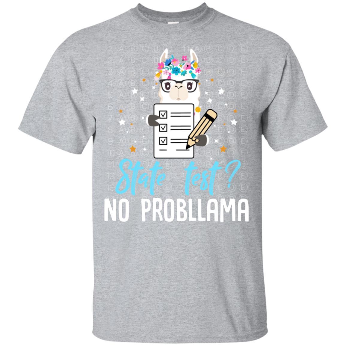 Llama Funny Motivational State Test Day For Students Youth-Youth Shirt-Youth T-Shirt-Sport Grey