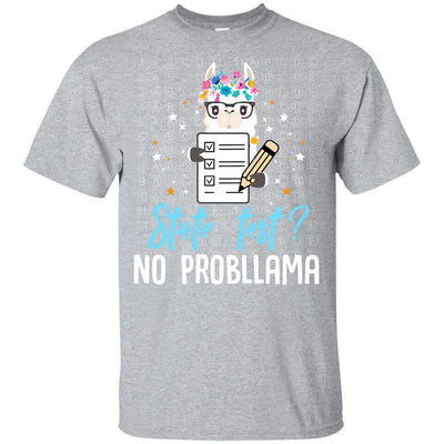 Llama Funny Motivational State Test Day For Students Youth-Youth Shirt-Youth T-Shirt-Sport Grey