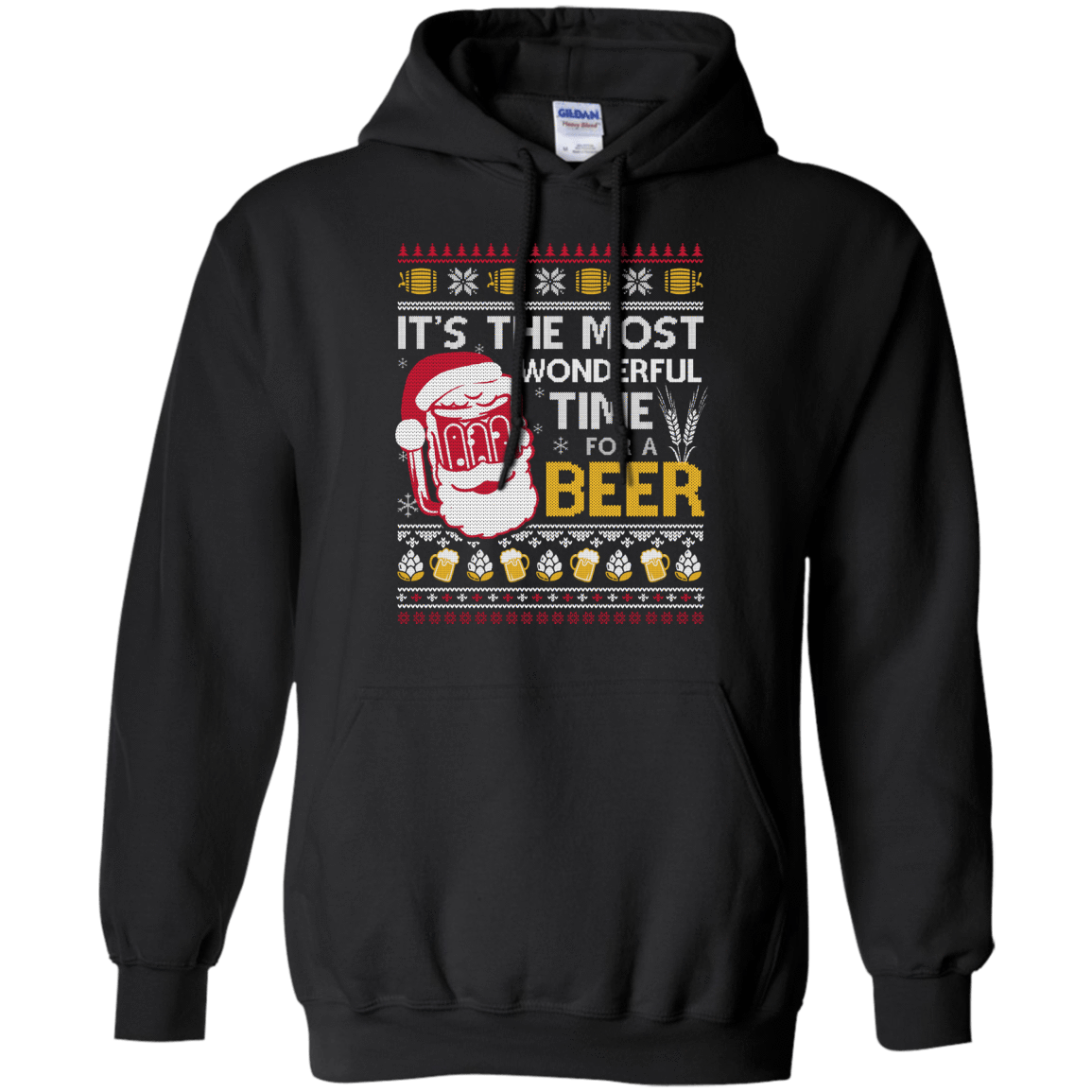 It's The Most Wonderful Time For A Beer Sweater-T-Shirt & Hoodie-Pullover Hoodie-Black