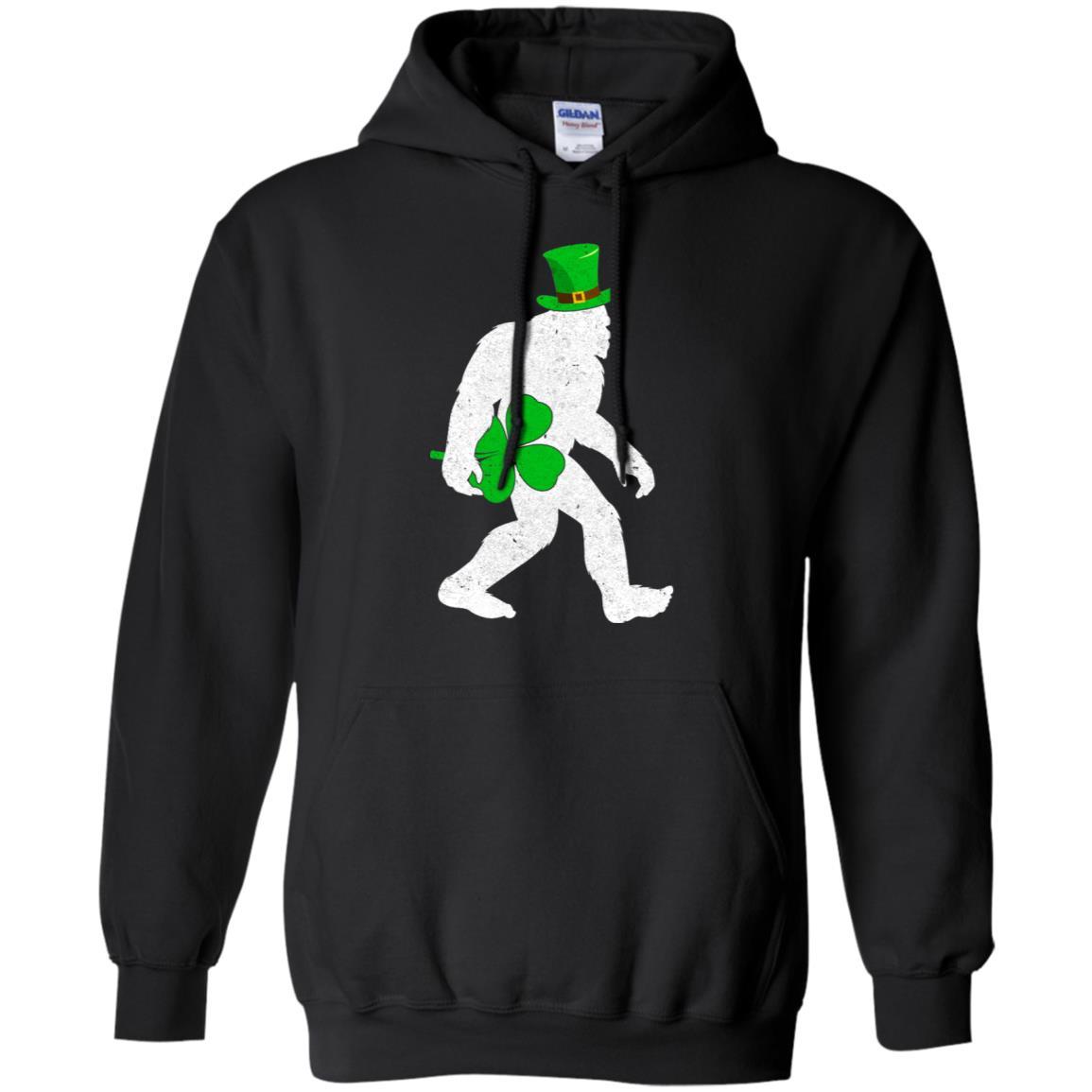 Shamrock Irish Bigfoot St Patrick's Day-T-Shirt & Hoodie-Pullover Hoodie-Black