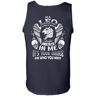 As A Leo I Hold A Beast An Angel A Madman In Me-T-Shirt & Hoodie-Unisex Tank-Navy