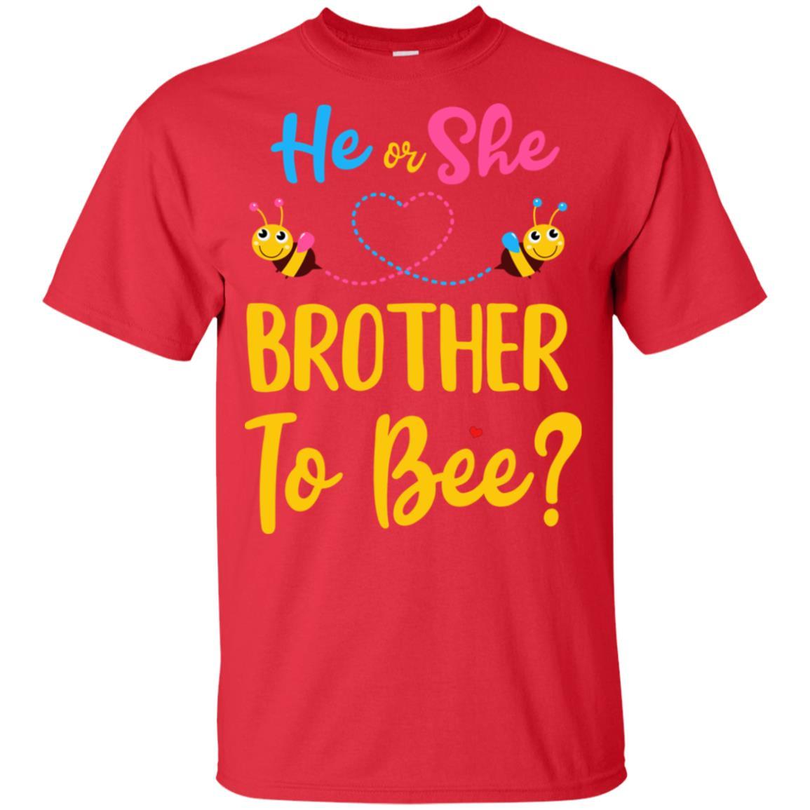 Gender Reveal Pink Blue What Will It Bee He Or She Brother Youth-Youth Shirt-Youth T-Shirt-Red