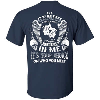 As A Gemini I Hold A Beast An Angel A Madman In Me-T-Shirt & Hoodie-Classic T-Shirt-Navy