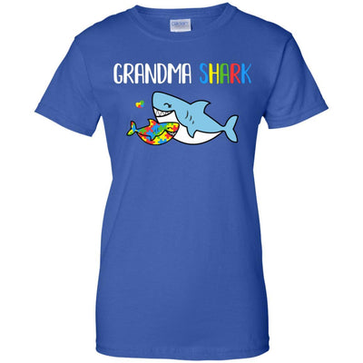 Grandma Shark Support Autism Awareness For Grandchild-T-Shirt & Hoodie-Women's T-Shirt-Royal