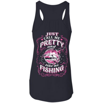Just Call Me Pretty And Take Me Fishing-T-Shirt & Hoodie-Women's Flowy Racerback Tank-Midnight
