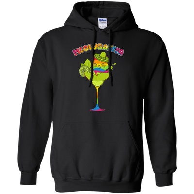 Rainbow Meowgarita Margarita Cat Lover-T-Shirt & Hoodie-Pullover Hoodie-Black