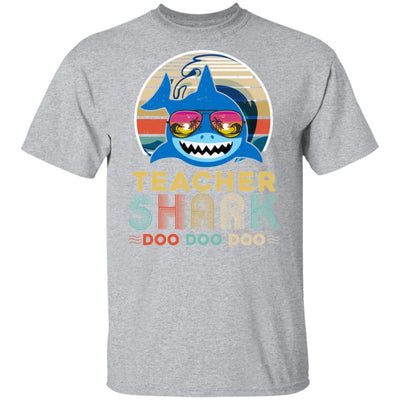 Retro Vintage Teacher Shark Doo Doo Doo-T-Shirt & Hoodie-Classic T-Shirt-Sport Grey