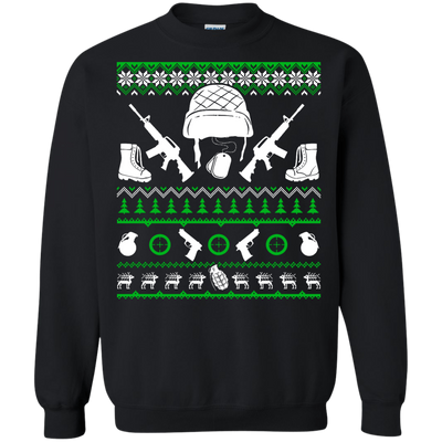 Soldier Christmas Sweater-T-Shirt & Hoodie-Crewneck Sweatshirt-Black