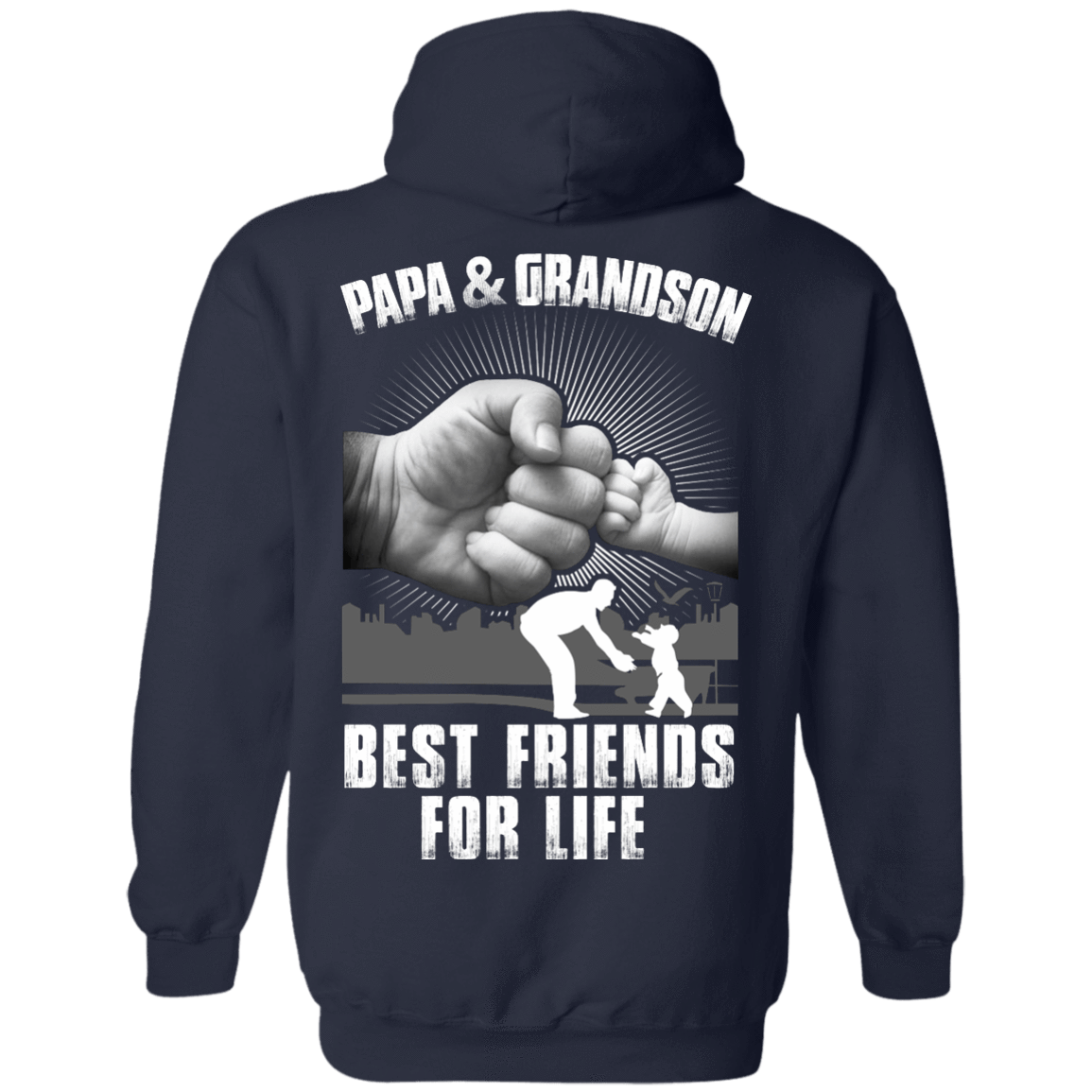 Papa And Grandson Best Friends For Life-T-Shirt & Hoodie-Pullover Hoodie-Navy