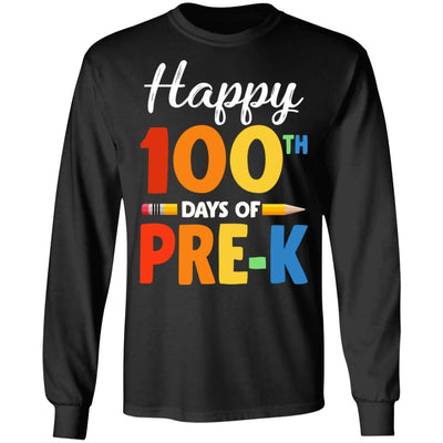 Happy 100th Day of Pre-K Teacher or Student Gift-T-Shirt & Hoodie-Long Sleeve T-Shirt-Black