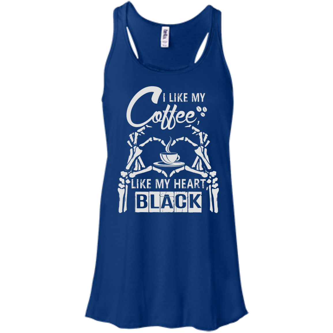 I Like My Coffee Like My Heart Black-T-Shirt & Hoodie-Women's Flowy Racerback Tank-True Royal