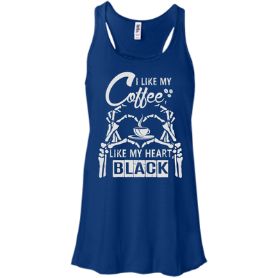 I Like My Coffee Like My Heart Black-T-Shirt & Hoodie-Women's Flowy Racerback Tank-True Royal