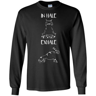 Yoga Cat Inhale Exhale-T-Shirt & Hoodie-Long Sleeve T-Shirt-Black