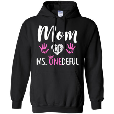 Funny Mom Of Ms. Onederful Wonderful 1st Birthday Girl-T-Shirt & Hoodie-Pullover Hoodie-Black