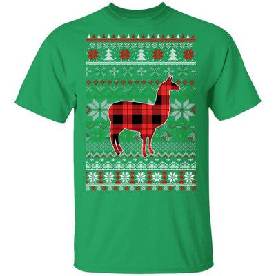 Llama Red Plaid Ugly Christmas Sweater Funny Gifts-T-Shirt & Sweatshirt-Classic T-Shirt-Irish Green