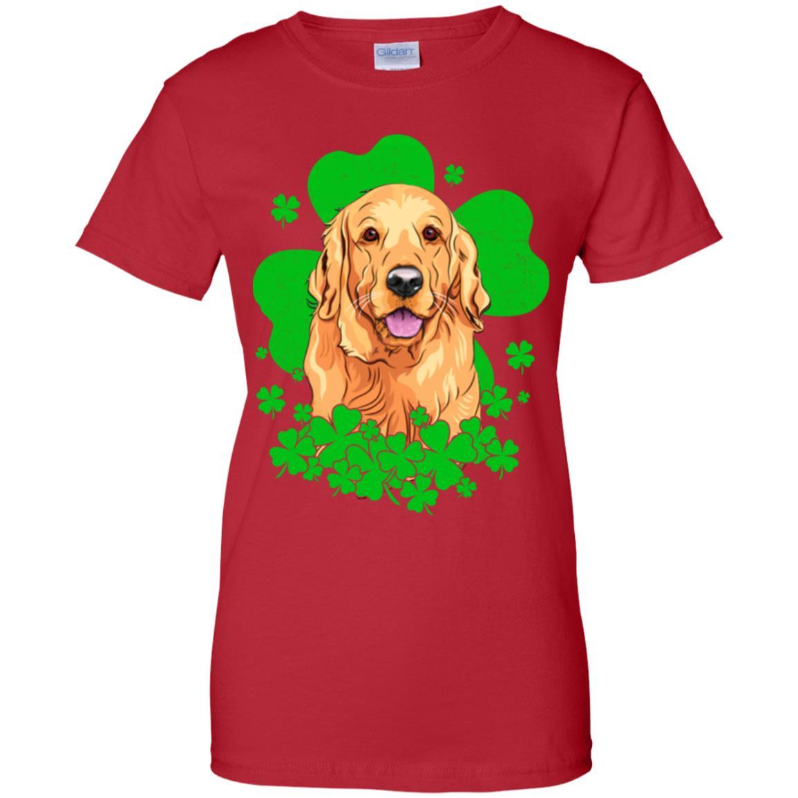 Golden Retriever St. Patrick's Day Clovers-T-Shirt & Hoodie-Women's T-Shirt-Red