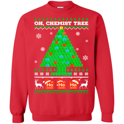 Oh Chemistry Tree Science Christmas Ugly Sweater-T-Shirt & Sweatshirt-Crewneck Sweatshirt-Red