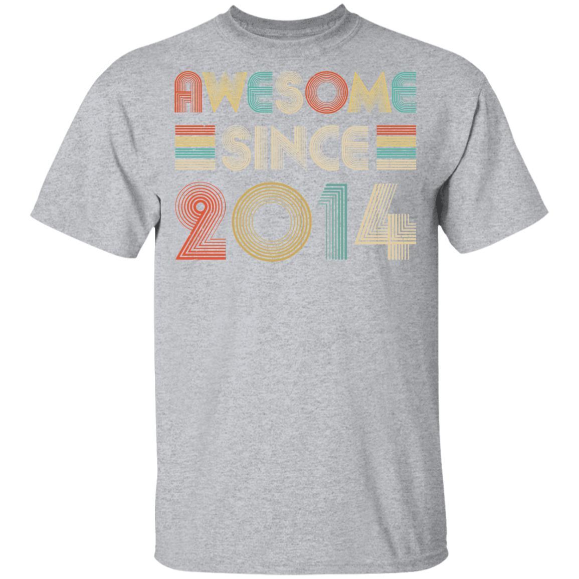 Awesome Since 2014 7th Birthday Gifts Youth-Youth Shirt-Youth T-Shirt-Sport Grey