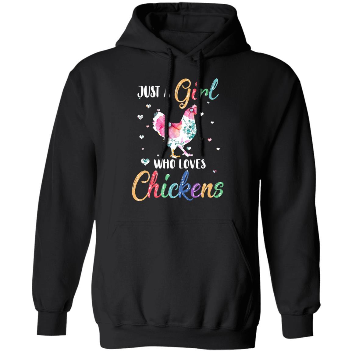 Just A Girl Who Loves Chickens Cute Chicken Lover-T-Shirt & Hoodie-Pullover Hoodie-Black