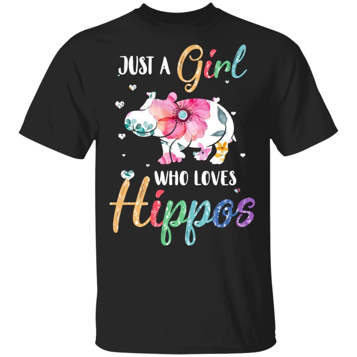 Just A Girl Who Loves Hippos Cute Hippo Lover-T-Shirt & Hoodie-Classic T-Shirt-Black