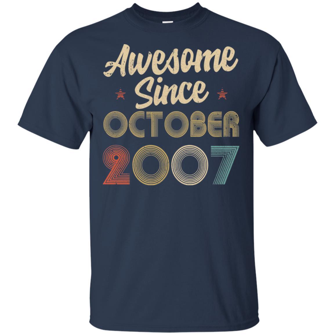 Awesome Since October 2007 Vintage 14th Birthday Gifts-T-Shirt & Hoodie-Classic T-Shirt-Navy