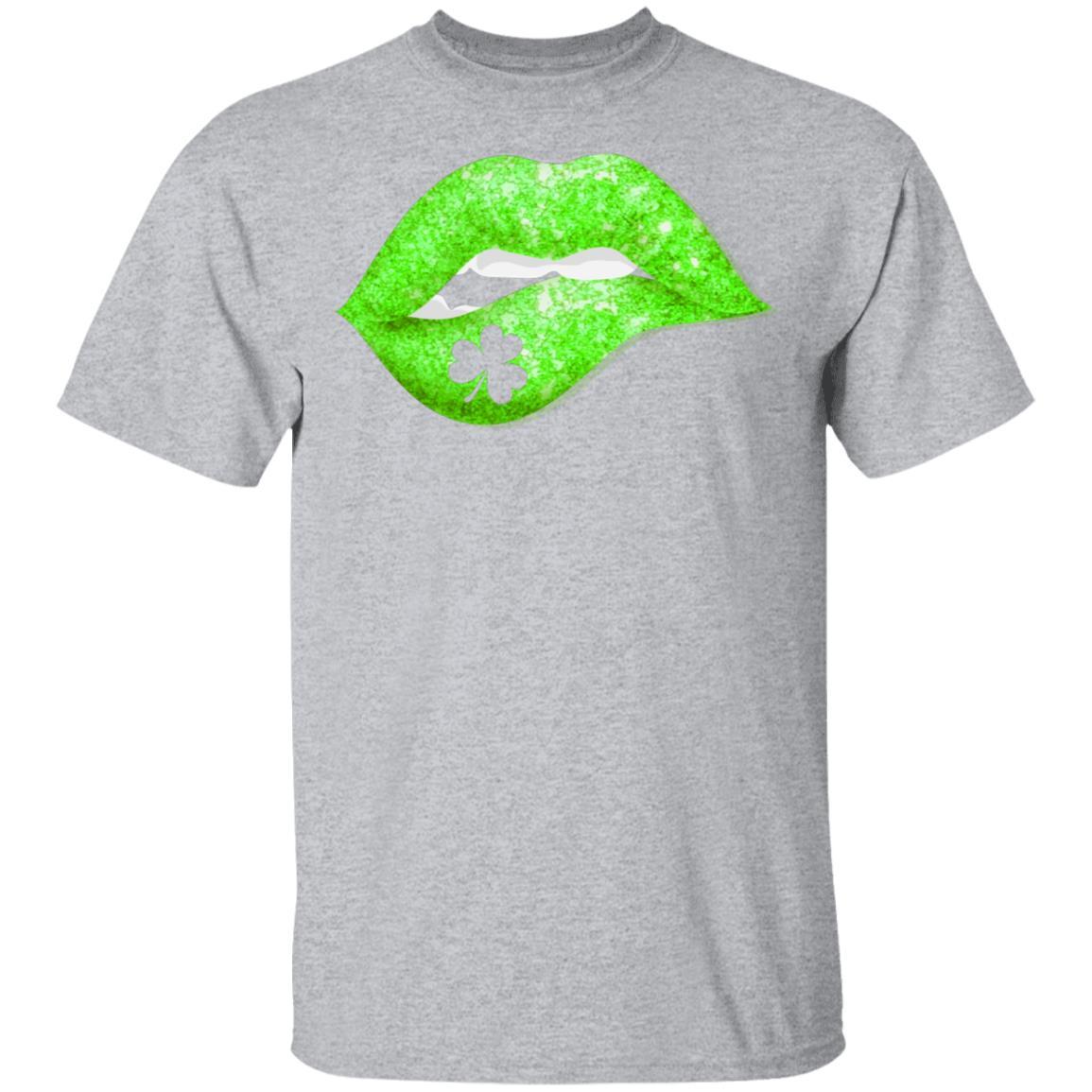 Kiss Me I'm Irish Lips St Patricks Day-T-Shirt & Hoodie-Classic T-Shirt-Sport Grey